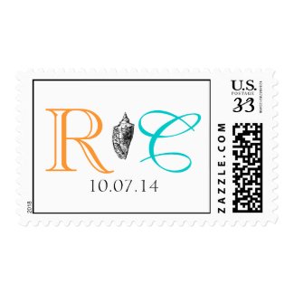 Monograms Date Beach Wedding Postage Stamps stamp