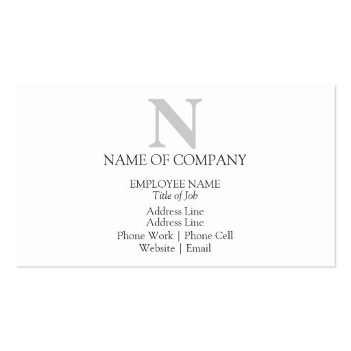 Monograms For Business Cards Profile Cards (front side)