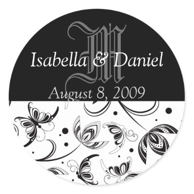 Monograms For Weddings Damask Stickers