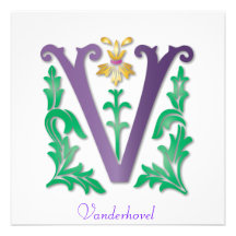 Monograms with Swirls Personalized Announcement