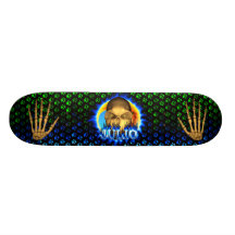 Monopatín azul de Skatersollie del fuego del cráne