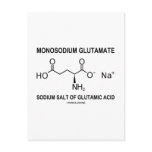 Monosodium Glutamate Sodium Salt Of Glutamic Acid postcards