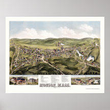 Monson, MA Panoramic Map - 1879 Print