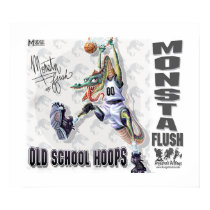 Monsta Flush Dinosaur Basketball posters by mudgestudios Monsta Flush Dinosaur Basketball posters