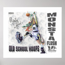 Monsta Flush Dinosaur Basketball Posters