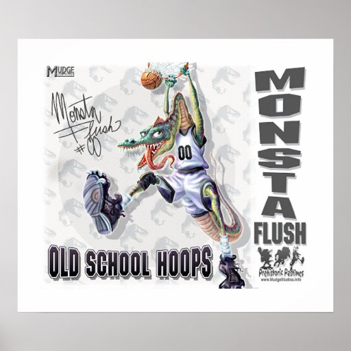 Monsta Flush Dinosaur Basketball Posters