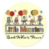 Monster 4th Birthday Tshirts and Gifts stickers by kids_birthdays Monster 4th Birthday Tshirts and Gifts stickers
