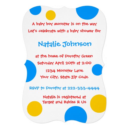 Monster Baby Shower Card
