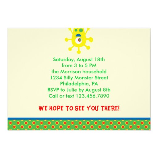 Monster Bash Birthday Party Invitation