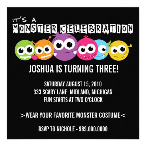 Monster Bash Birthday Party Invitations