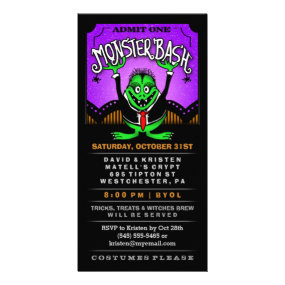 Monster Bash Halloween Fun Invite Ticket