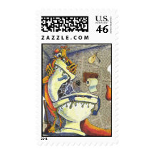 MOnster behind the loo Postage Stamps