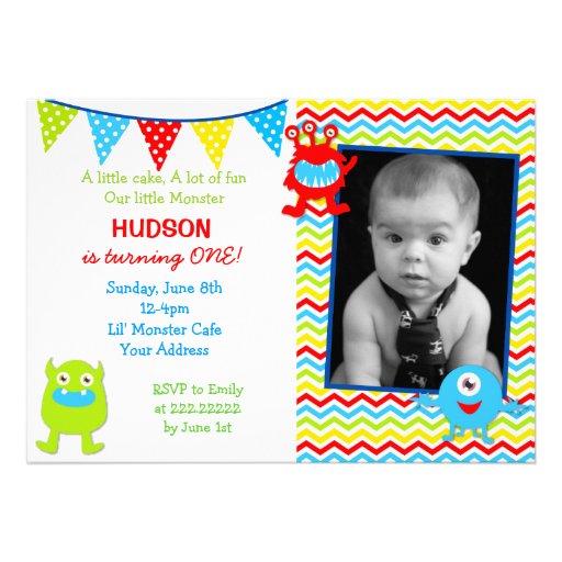 Monster Birthday Party Invitations (front side)
