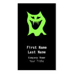 Monster Cartoon. Green and Black. Business Card