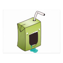 Monster drooling juice box post card