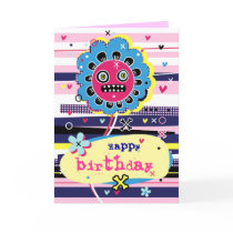 Monster Flower Birthday Card cards
