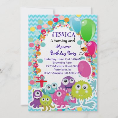 Monster Fun Birthday party invitation
