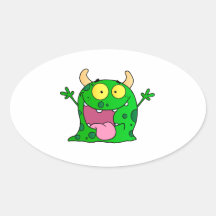 Monster Funny Comic Drawing Cartoon Cute Happy Oval Stickers