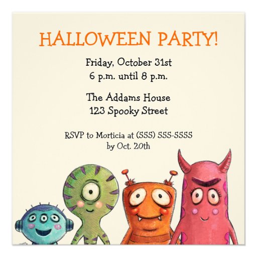 Monster Halloween Party Invitations