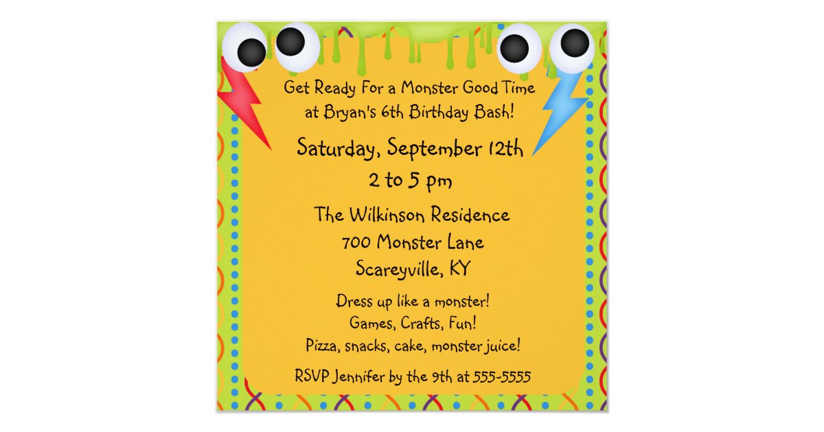 Monster Mash Bash Birthday Invitation | Zazzle