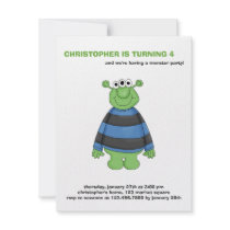 Monster Mash · Green Three-Eyed Monster Personalized Announcements