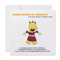 Monster Mash · Yellow Three-Eyed Monster Personalized Announcement