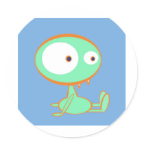 Monster orange/green round sticker
