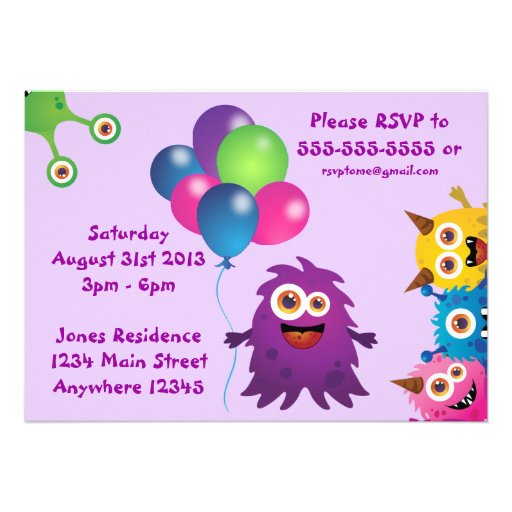 Monster (Purple) Birthday Invitation