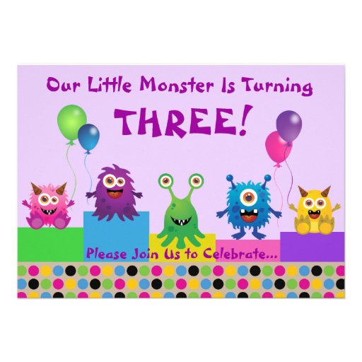 Monster (Purple) Birthday Invitation