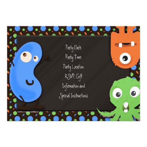 Monster Theme III Birthday Party Invitations