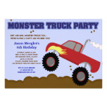 MONSTER TRUCK 5x7 (Red Truck) Birthday Invitations