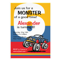 Monster Truck 6th Birthday Invitation