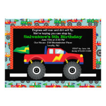 Monster Truck  Birthday Invitation
