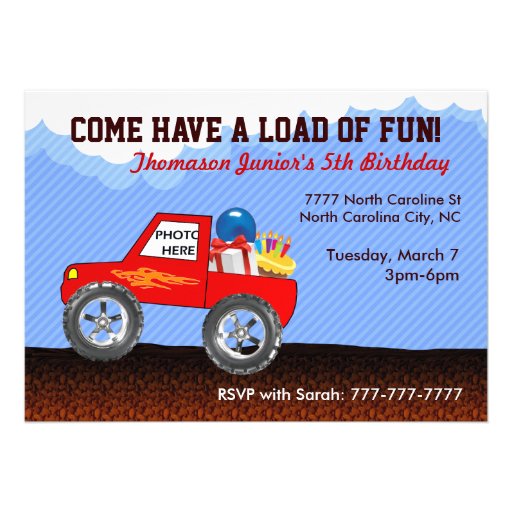 Monster Truck Birthday Invitations