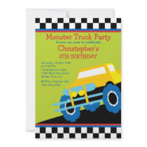 Monster truck Birthday Party for boys Custom Announcement