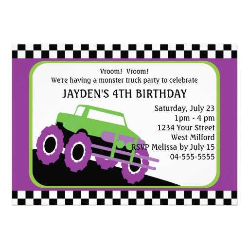 Monster Truck Birthday Party Invitation