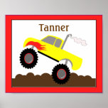 Monster Truck (Red) Customized Nursery Art Print posters