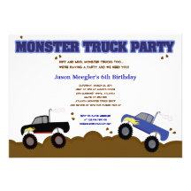 MONSTER TRUCKS 5x7 Birthday Invitations