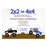 MONSTER TRUCKS 5x7 Birthday Invitations for Twins