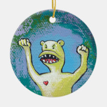 Monster with Heart - fun angry unique original art Christmas Ornaments
