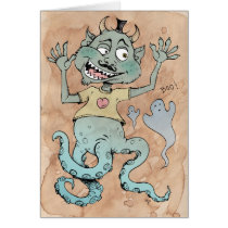 Monster with mustache cards