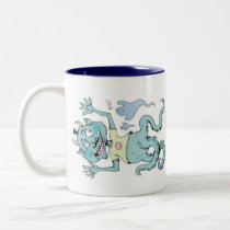 Monster with mustache mugs
