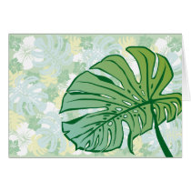 monstera, hawaii, tropical, plant, nature, green, haibisus, graphic, beach, sea, illustration, surfer, surfing, surf, summer, Card with custom graphic design