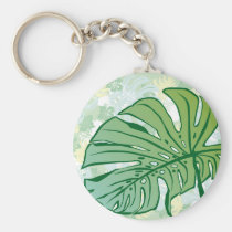 monstera, hawaii, tropical, plant, nature, green, haibisus, graphic, beach, sea, illustration, surfer, surfing, surf, summer, Keychain with custom graphic design