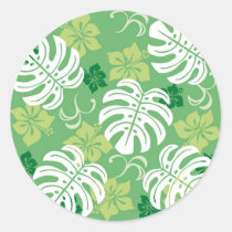 monstera, hawaii, tropical, plant, nature, green, haibisus, graphic, beach, sea, illustration, surfer, surfing, surf, summer, Sticker with custom graphic design