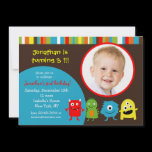 Monsters Birthday Party Invitaitons with Photo Custom Announcement