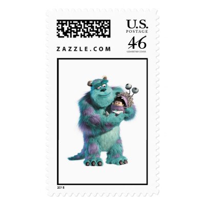 Monsters Inc Sulley holding Boo in costume in arms postage