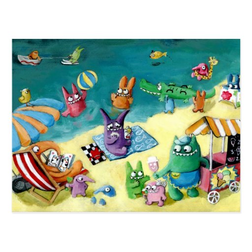 Monsters on the Beach Postcard
