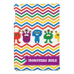 Monsters Rule Fun Chevron Striped iPad Mini Case