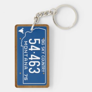 Montana 1975 Vintage License Plate Keychain Acrylic Key Chains